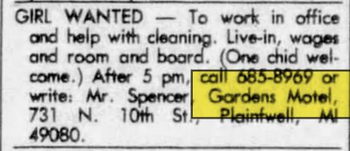 The Gardens Motel (Garden Motel) - Oct 23 1975 Article
